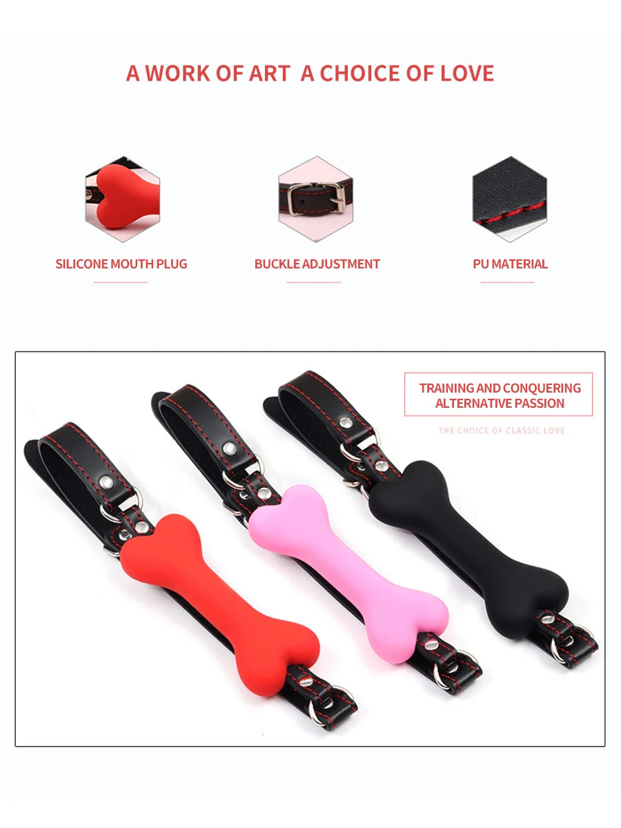 "Be My Little Dog" sex toys  silicone Bone shaped silicone stopper, Silicone mouth plug, adult SM tools, flirting character