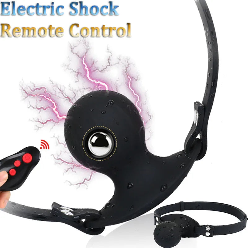 Sex Games Wireless Remote Control Electric Shock Open Mouth Gag Bondage Slave Ball Gag Erotic Sex Toys For Woman Couples Adult