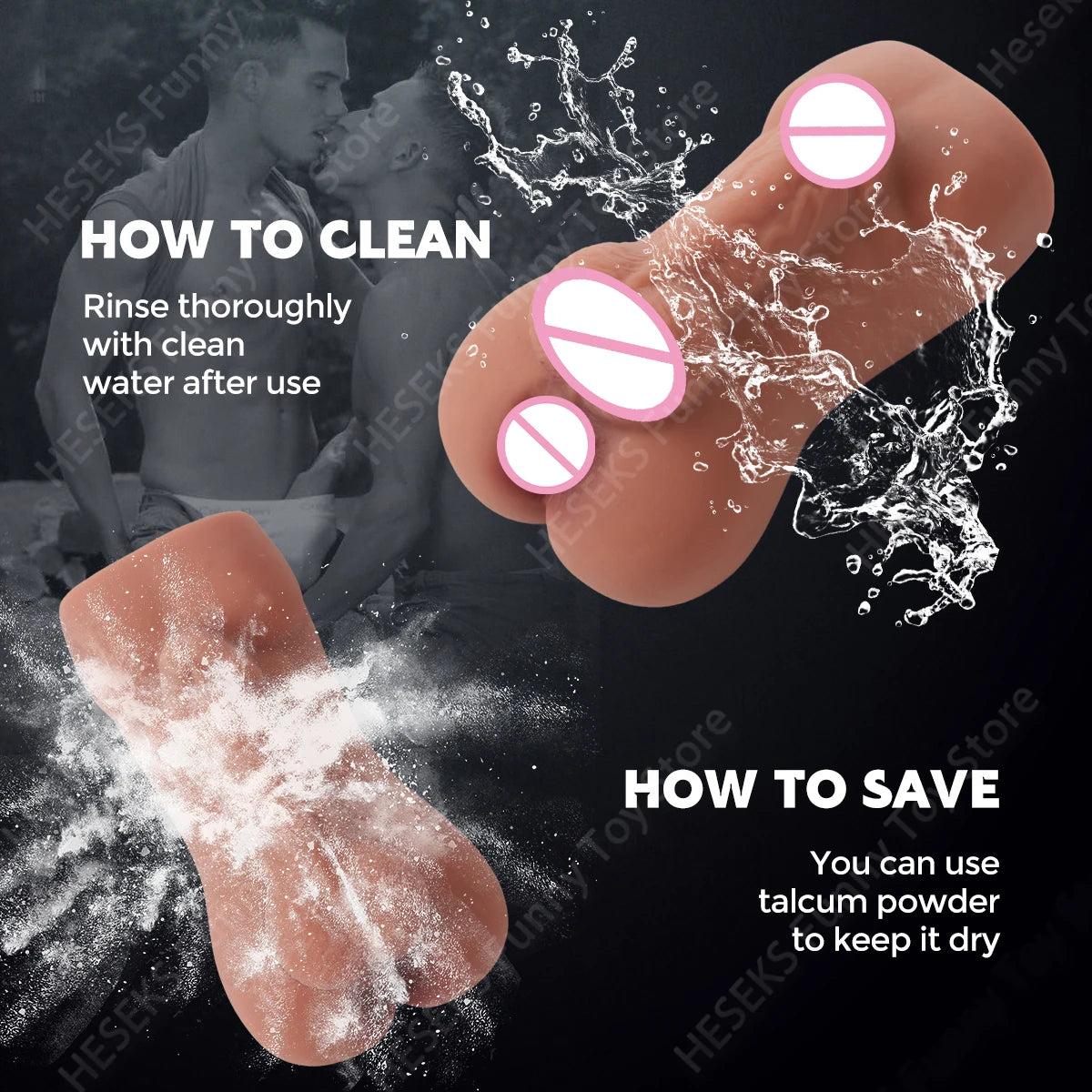 HESEKS Penetration Realistic Anal Male Masturbator with Big Dildos Anus for Men Portable Sex Doll Butt Sex Toys for Gay 18+