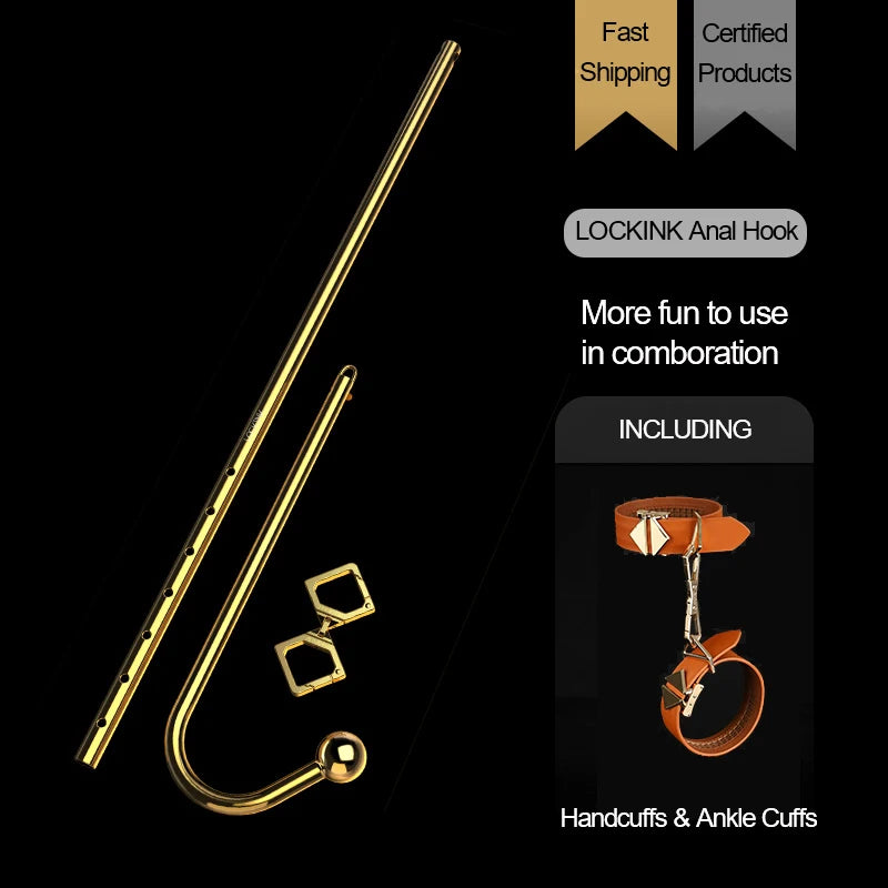 LOCKINK Metal Anal Hook Couple Adults Toys SM Posterior Anal Dilation Single Bead Adjustable Restraint Equipment for Men Women