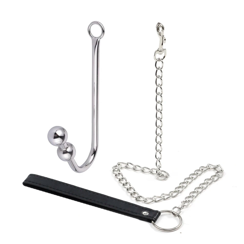 Stainless Steel Anal Hook With Long Leash Fetish Sexy Butt Plug SM Erotic Games Toys Slave Anal Toys Sex Tools For Couples