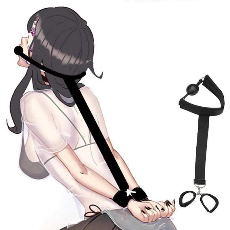 BDSM Handcuff Mouth Gag Sex Toy Set Adult SM Slave Hand Restraint Mouthgag Harness Couple Mouth Opener Ball Hand Cuff Fetish Toy