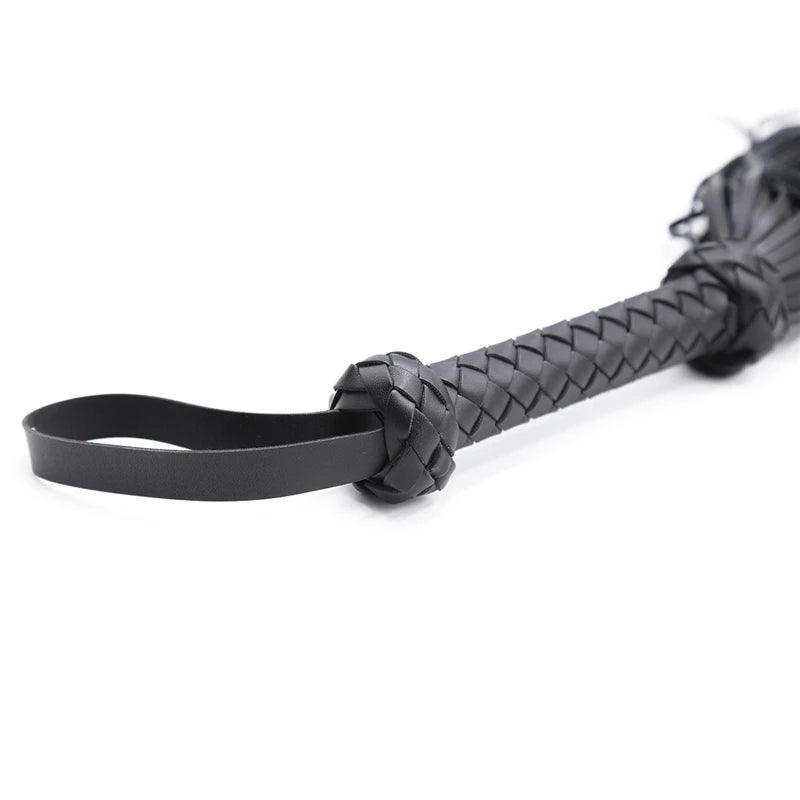 Fetish Black&Red PU Leather Whip Flogger Handle Spanking Paddle Knout Flirt BDSM Adult Game Erotic Sex Toys for Women Couples