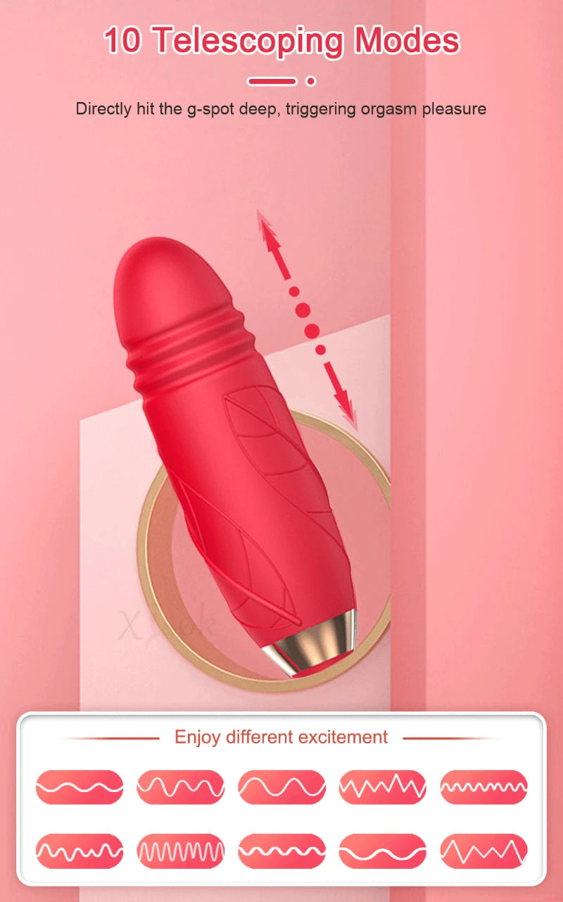 Licking Vibrator for Women Clitoral Nipple Stimulator Massager Thrusting Dildo 2 in 1 Sex Toy for Women Adult Sex Products