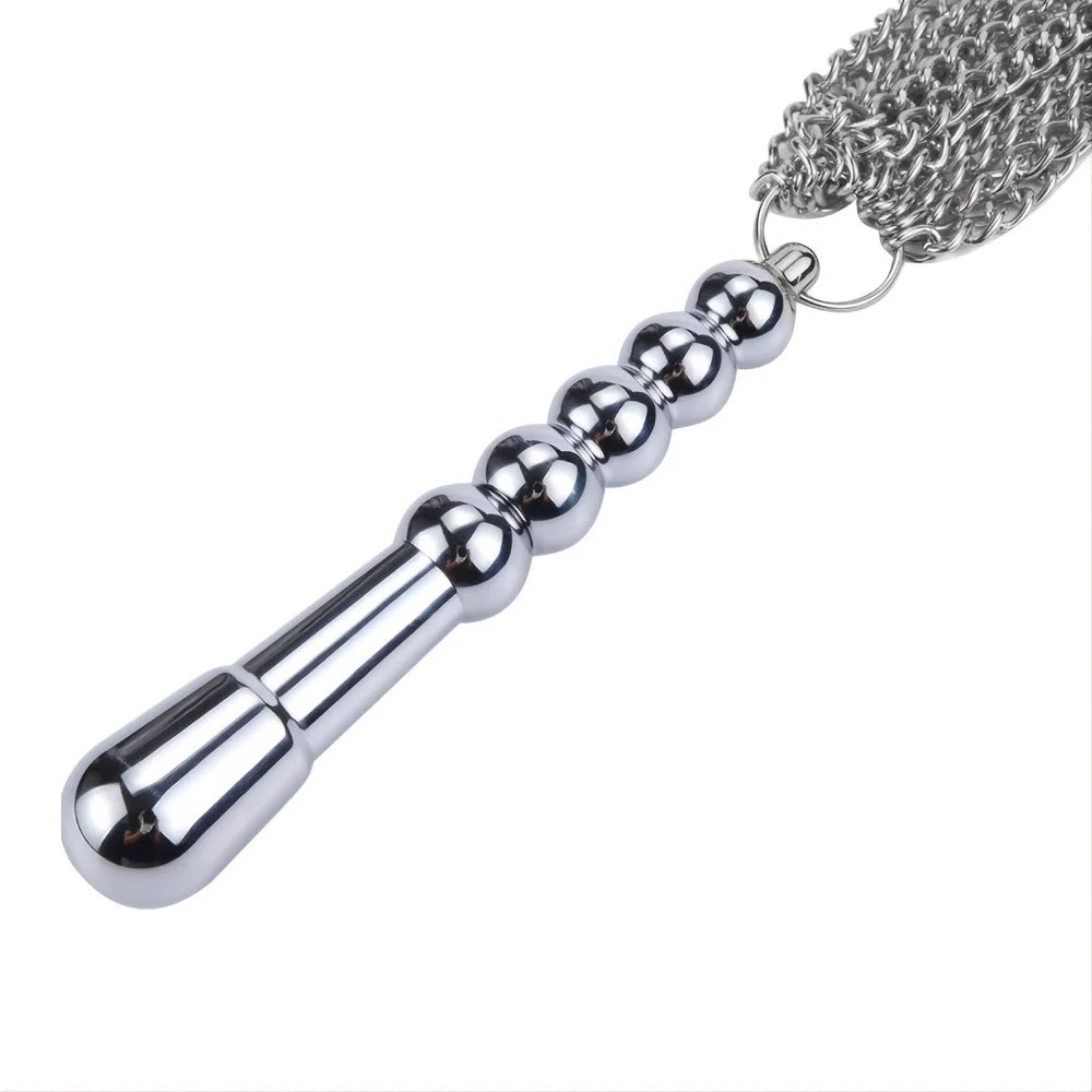 SM BDSM Metal Handle Chain Whip Flogger Flirting Fantasy Fetish Paddle Flirting Fantasy Sex Toy For SM Or Anal Sex Masturbation