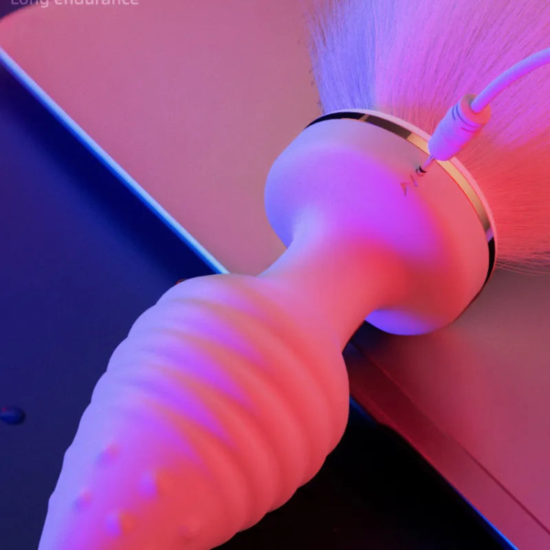 Fox Tail Anal Vibrator Butt Plug Replaceable Silicone Plugs Sex Adult Toys Flirting Tool For Couples SM Role Play Remote Control