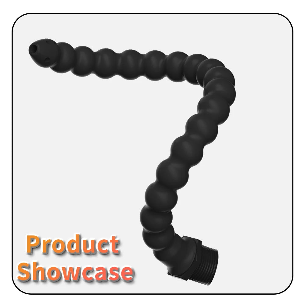 Silicone Long Anal Beads Plug Dilator Douche Enema Vagina Cleaning Kit Buttplug Syringe Shower Head Gay Sex Toy For Couples