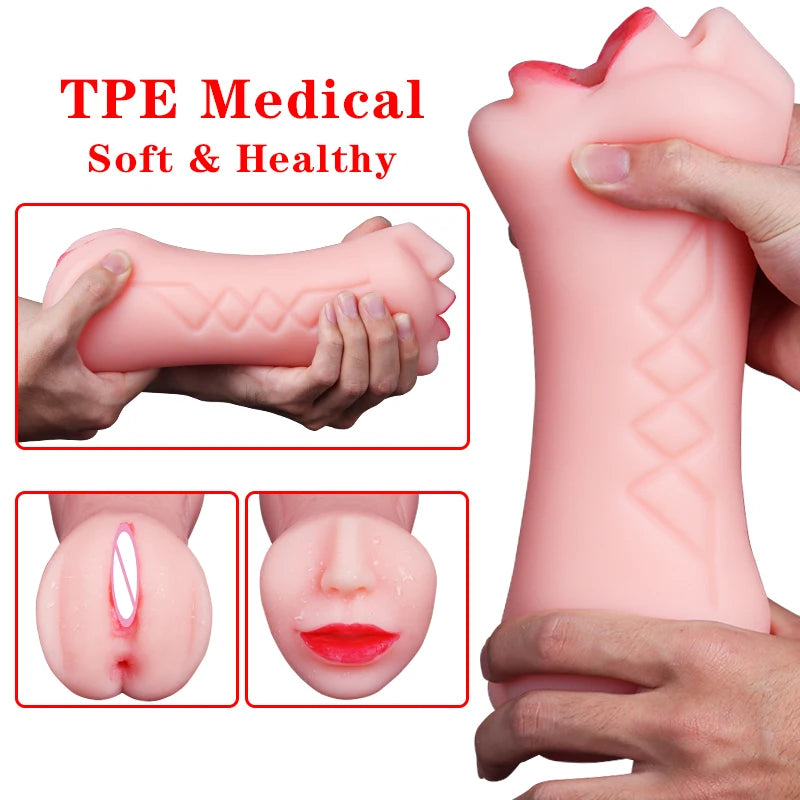 3 in 1 Masturbator for Male Realistic Vagina Oral Sex Toys Pocket Pusssy Deep Throat Masturbation Man Blowjob Sex Tool for Men