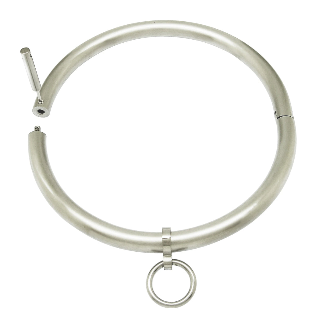 Brushed matt stainless steel slave collar necklace lockable torque necklace choker fetish wear jewelry Collar