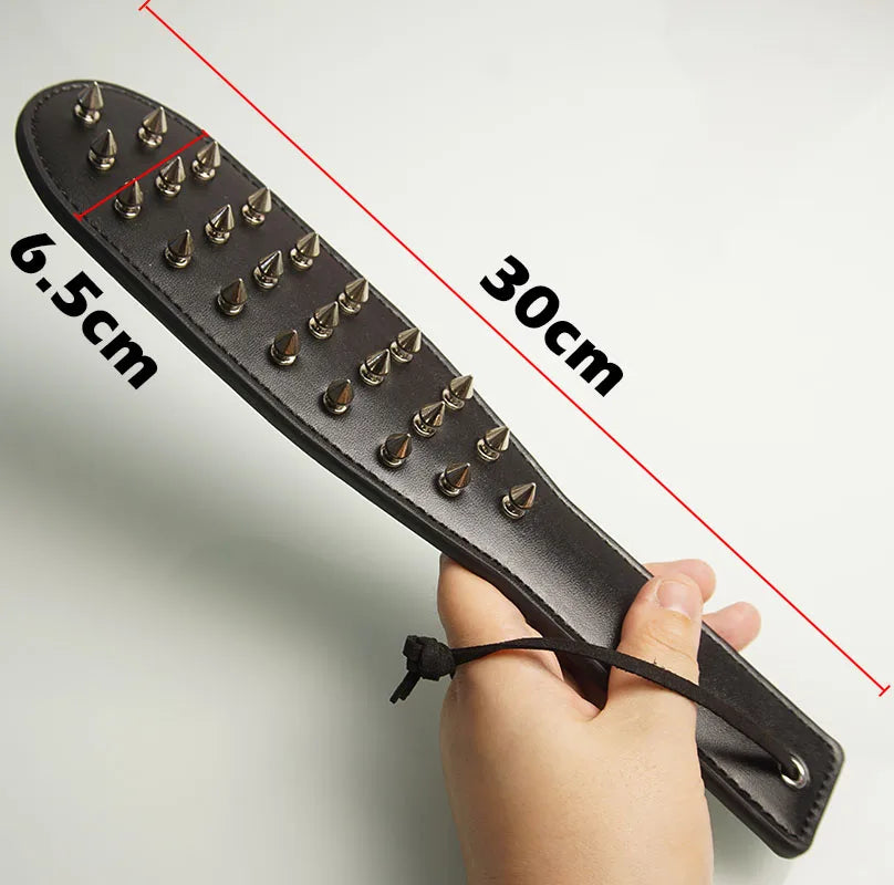 BDSM Spanking Paddle,Dual Side Leather Spiked Whip,Sex Toys for Couples,Adult Games,Bondage,Restraints