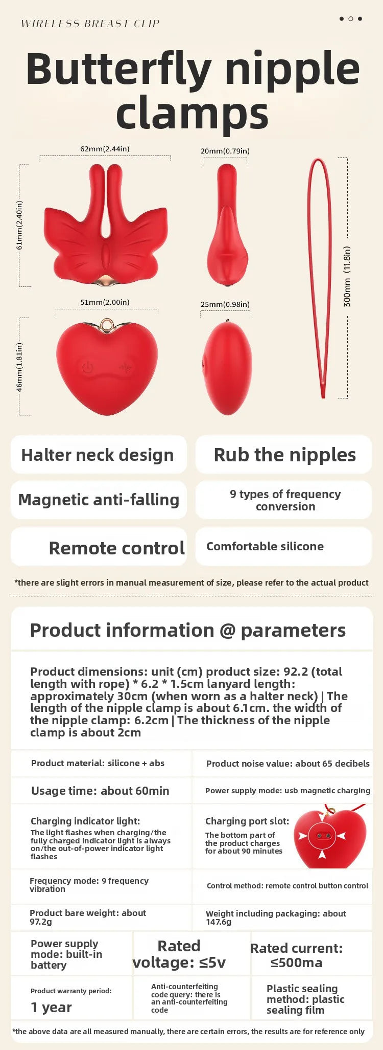 Nipple Clamp Vibrator Breast Stimulatior Magnetic Nipple Clip Sex Toys Necklace for Clitoris Anal Erotic Toys Adults for Couples