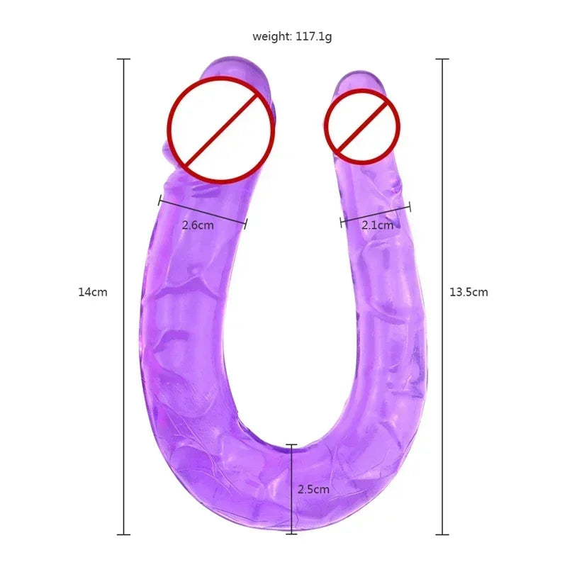 Double-Ended Realistic Dildo for Adults Flexible Jelly Penis Cock with Butt Plug Massager G-Spot Stimulation - Sex Toy for Women