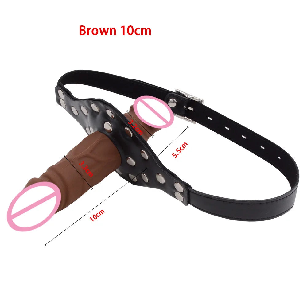 BDSM Strap on Penis Mouth Gag Double Dildos Bandage Adult Games Strapon Lesbian Sex Toys for Husband and Wife Sex Products