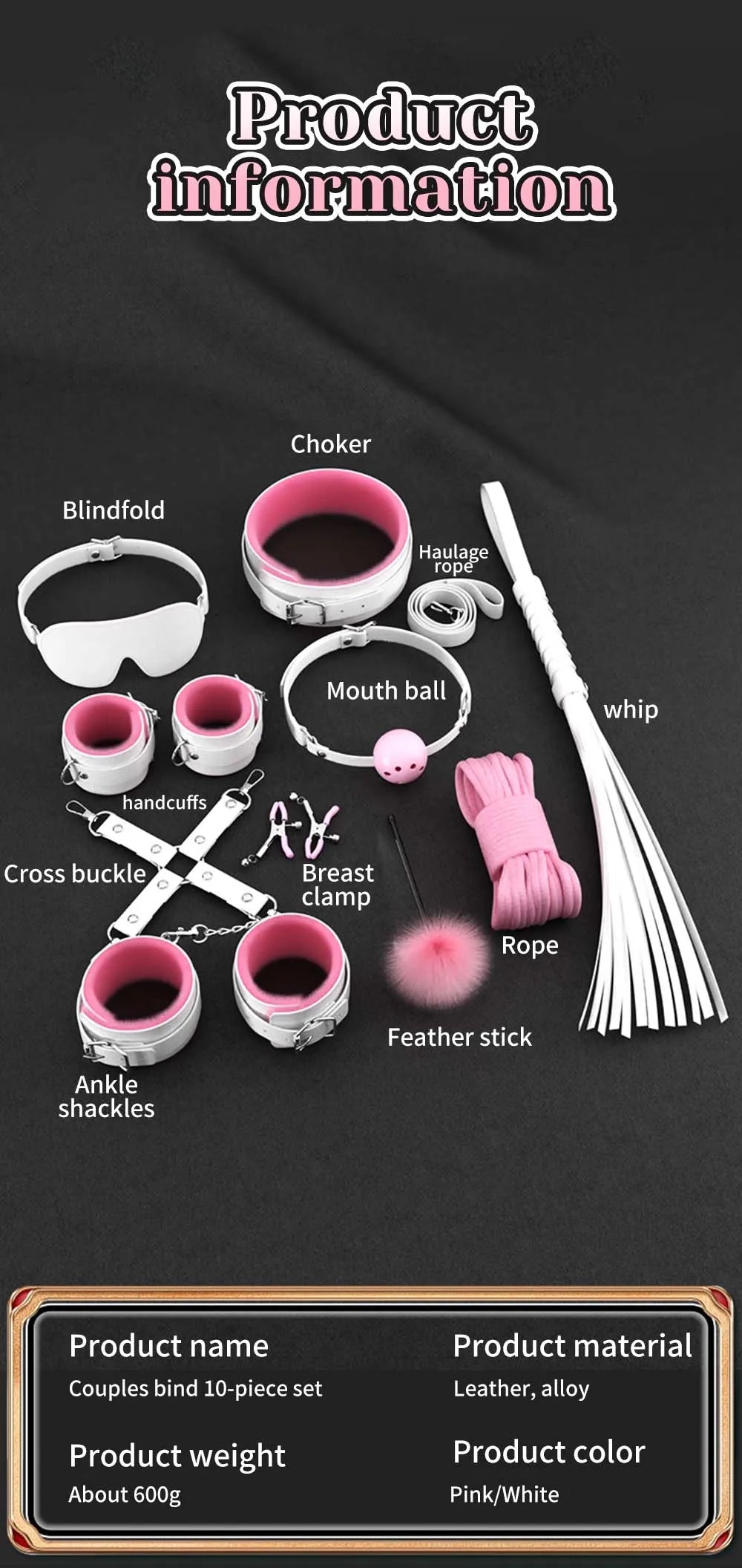 Sex Toys For Woman Couples Handcuffs Set BDSM Bondage Gear Bed Restraints Rope Strap Adult Game Wrists Neck Cuffs & Eye Mask