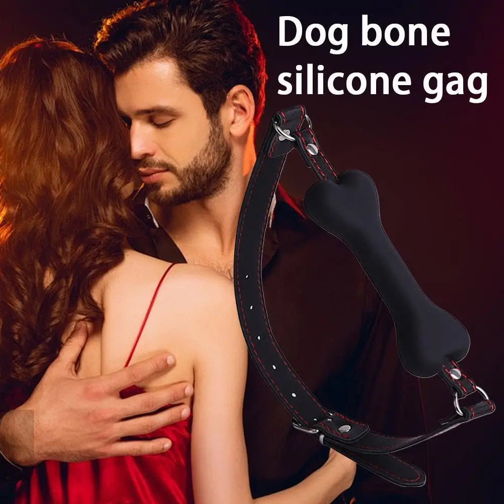 Silicone Dog Bone Bite Mouth Gag SM Restraints Bondage Harness Belt Adult SM Games Gag Ball Sex Toys For Couples Erotic Tool