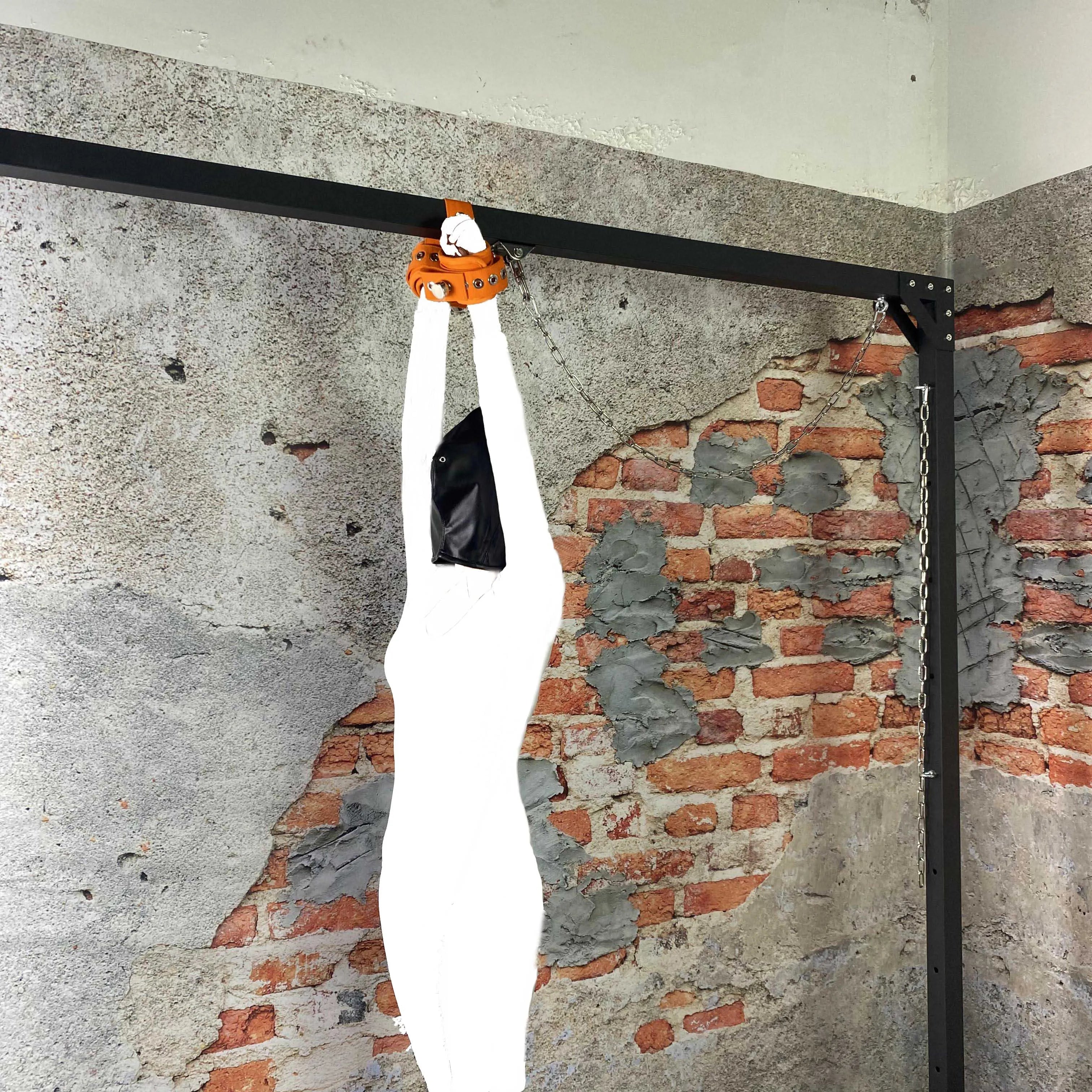 BDSM Foot Restraint Shackle Cotton Strap Standing Bondage Belt with Magnetic Controlled Lock BS11