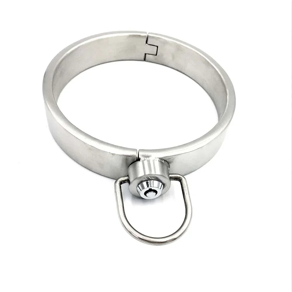 Stainless Steel Bondage Handcuffs Shackles Neck Collar Restraint Wrist Lock BDSM with Chain Set Adult Game Sex Toys for Couple