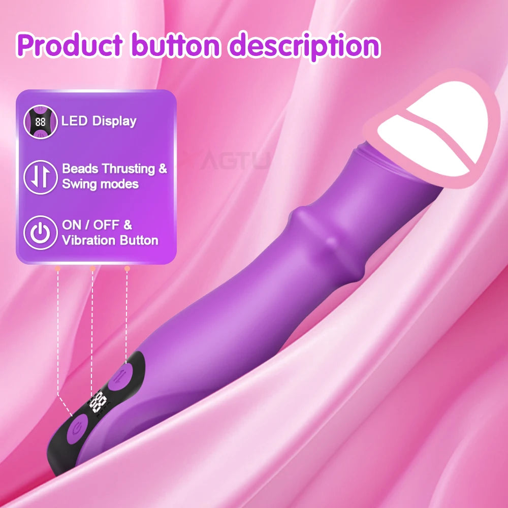 Sex Toys Telescopic Swing Vibrator for Women 3 in 1 Clitoris G Spot Stimulator Thrusting Beads Dildo for Female Adult Toys 18+