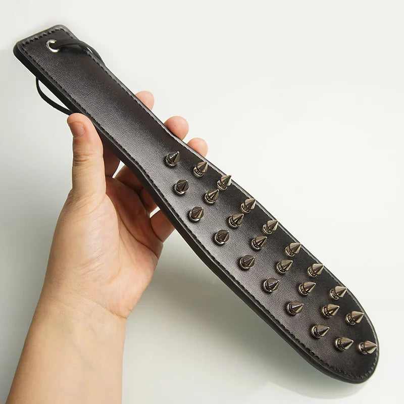 BDSM Spanking Paddle,Dual Side Leather Spiked Whip,Sex Toys for Couples,Adult Games,Bondage,Restraints
