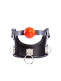 Bdsm Bondage Flirt Toys of Sex Slave Spong Leather Adjustable Collar with Silicone Open Mouth Ball Gag for Men Women Couples