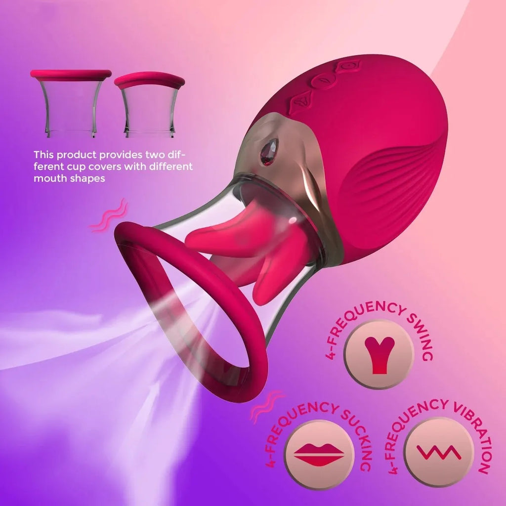 Realistic Tongue Licking Adult Sucking Vibrator Sex Toy 3 in 1 Nipple Clitoral G Spot Stimulator For Women Couples