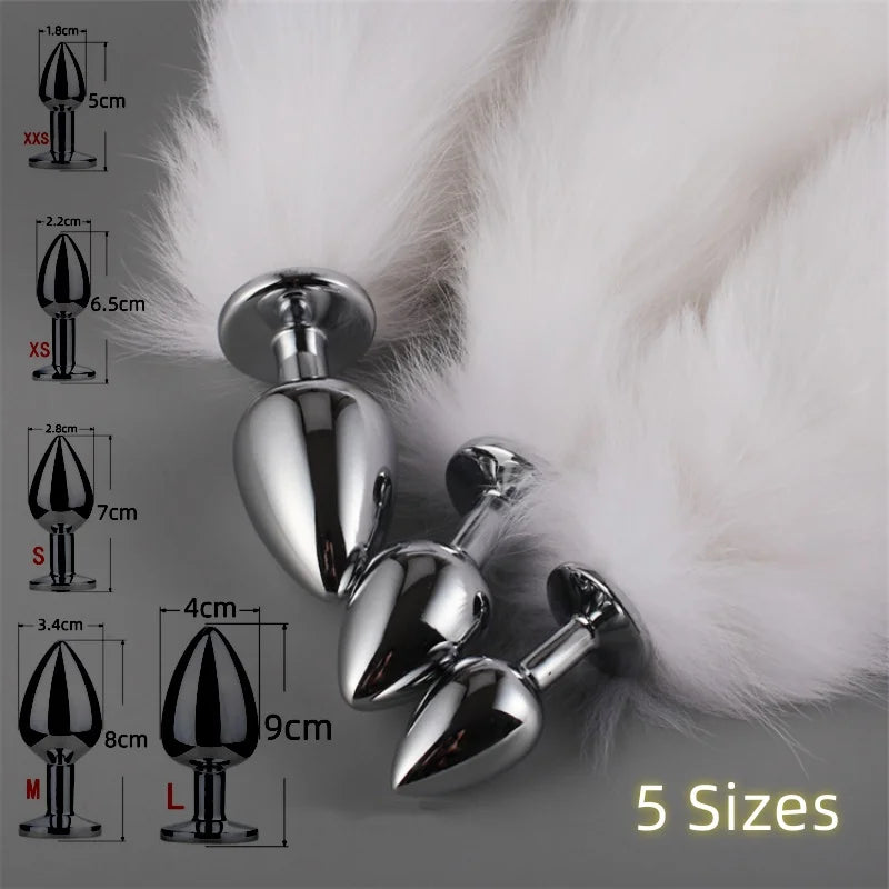 Adult Games Sex Toys XXS/XS/S/M/L Metal Anal Plug Ass Fox Tail Women Gay Erotic Bdsm Fetish Butt Extender Dilator Role Play