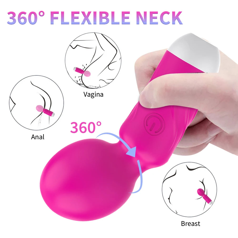 Mini AV Vibrator Magic Wand for Women Clitoris Stimulator USB Rechargeable Portable Silicone Massager Female Sex Toys