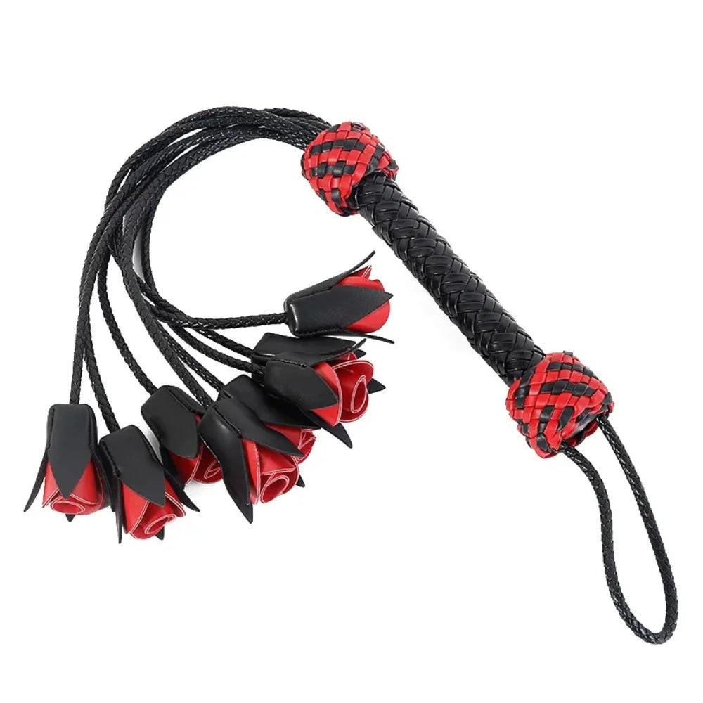Handmade Woven Rose Flower Leather Whip Leather Whip Loose Whip SM Toys Training Adult Toys sex machine sex machine sexshop