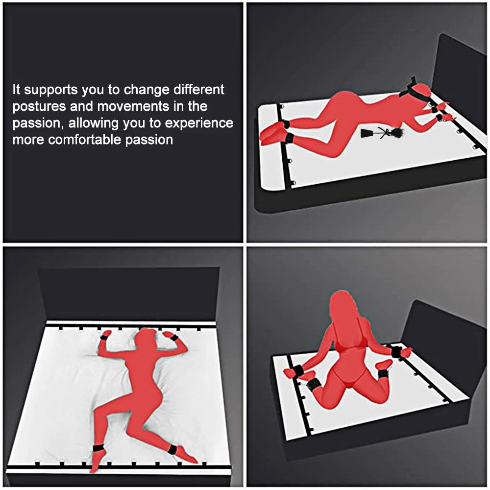 BDSM Adult Sex Toy Kits Sets for Sexy Games Bondage Mask Set Feather Handcuffs Ankle Cuff Restraints for Couple Sexual Aids ﻿18+