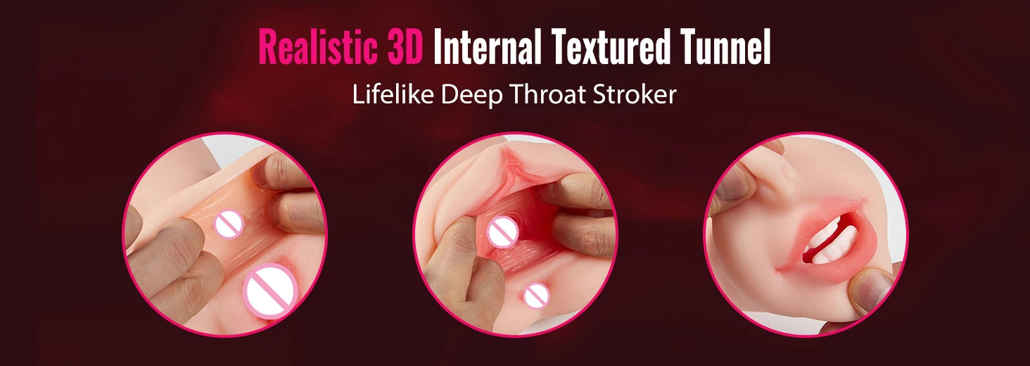 3 In 1 Pocket Pussy Real Vagina Male Masturbator Cup Oral Sex Tight Anus Blowjob Textured Masturbation Adult Sex Toy for Men