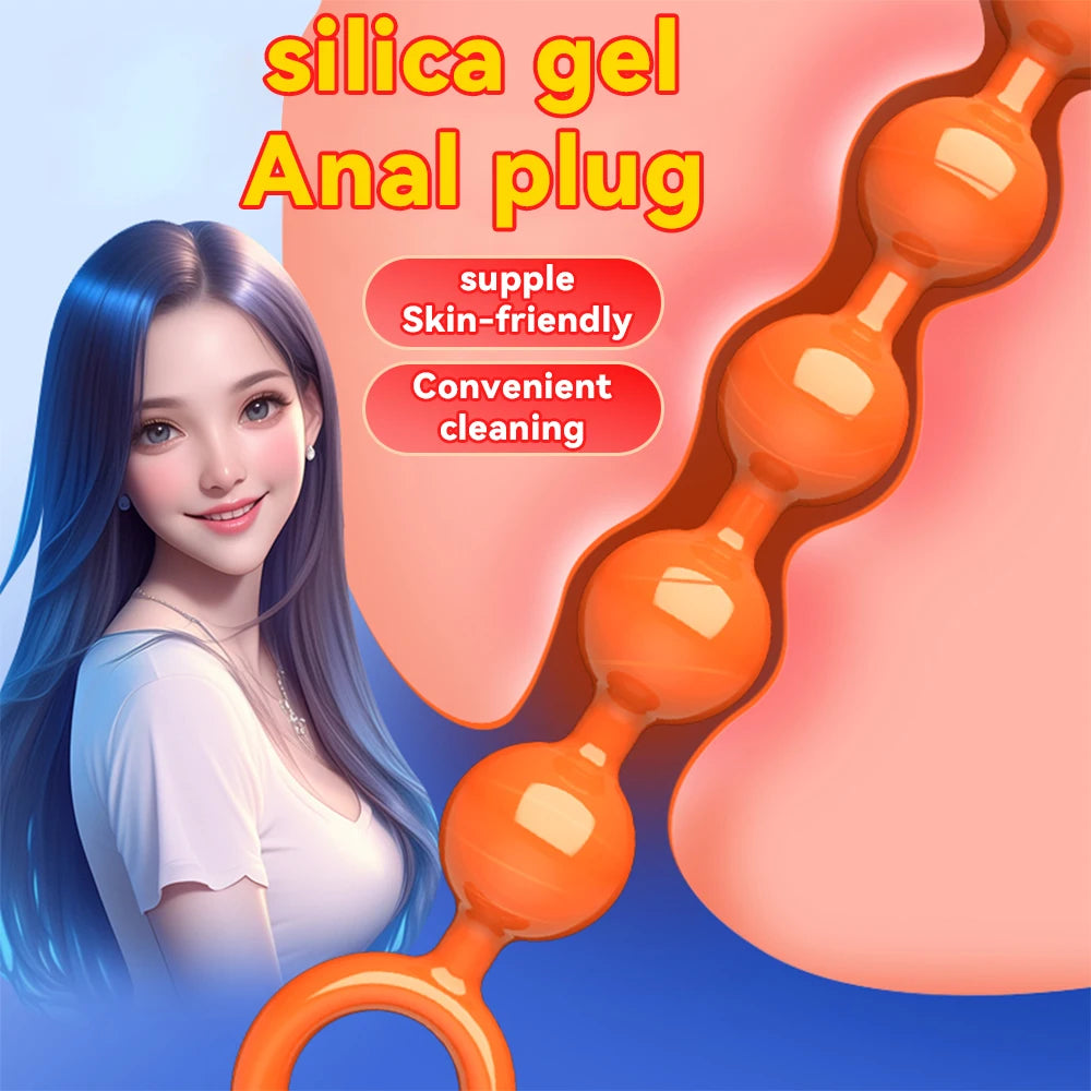 Anal Beads Butt Plugs with 5/6  Anal Balls Adult Sex Toys Anal Chain Prostate G-spot Stimulator Vaginal Anus Dilator for Men