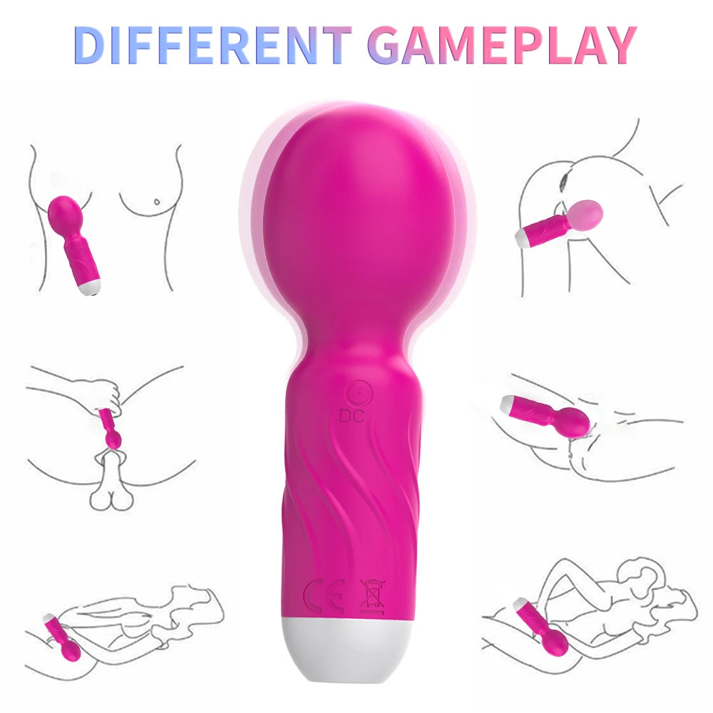 Mini AV Vibrator Magic Wand for Women Clitoris Stimulator USB Rechargeable Portable Silicone Massager Female Sex Toys
