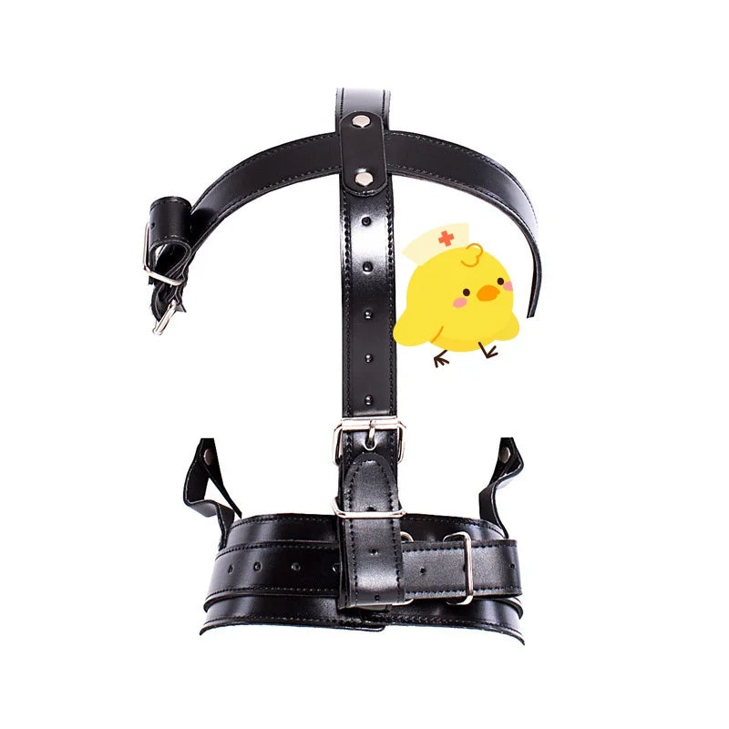 Adult Reinforced Harness Type Gag Mask with Collar and Facial Mask for Western Use