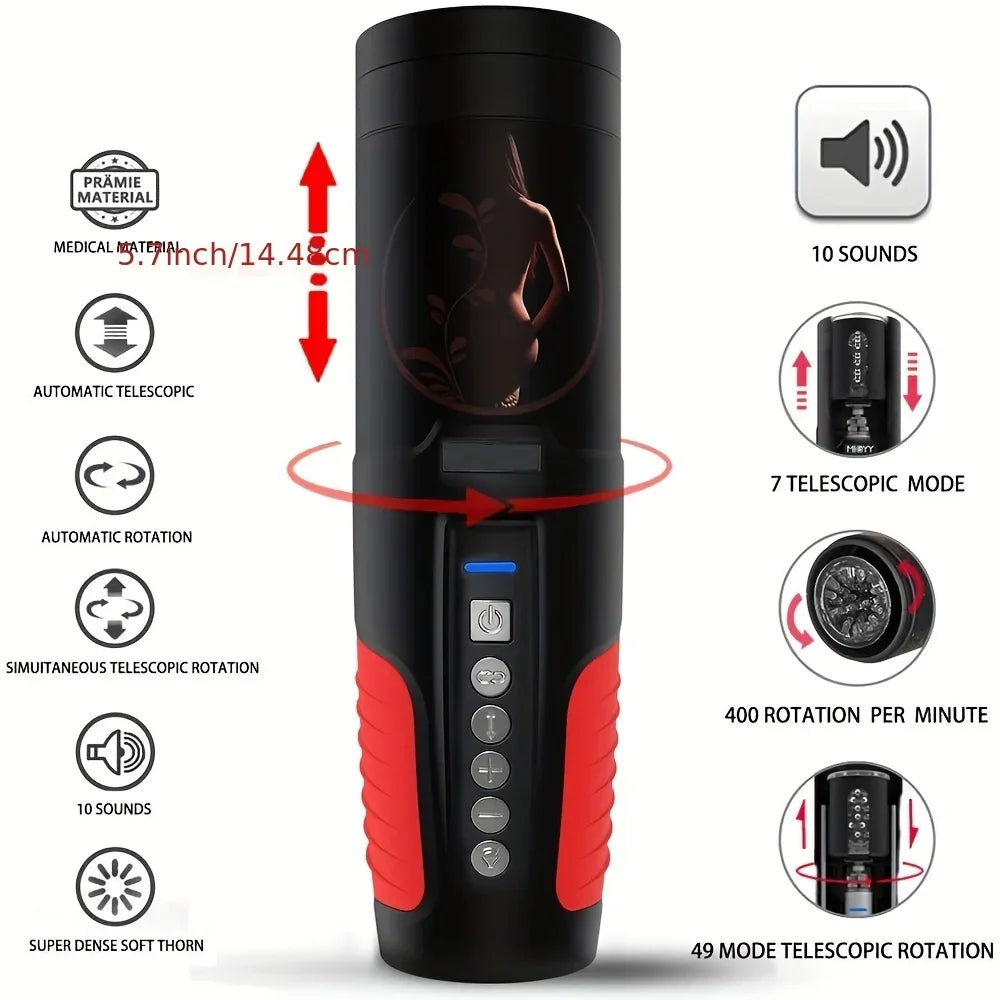 Male Masturbator Penis Pump sex Toys Vacuum Pump 7 Thrusting Rotating Vibrating Sucking Licking  Adult Toys Mens Sex Toys Pumps