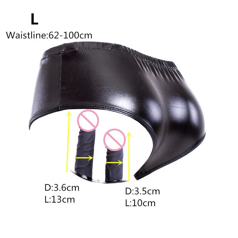 Silicone Anal Plug Dildo PU Leather Penis Panties Strap On Dildo Underwear Masturbation Chastity Panties Sex Toys No Vibrate