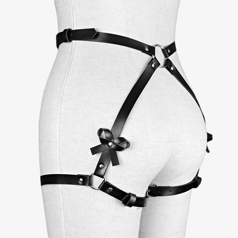 Bdsm Bondage Leg Harness Garter Belt Erotic Lingerie Women Body Garters Gothic Lenceria Mujer Sexy Bow PU Leather Harness Belts