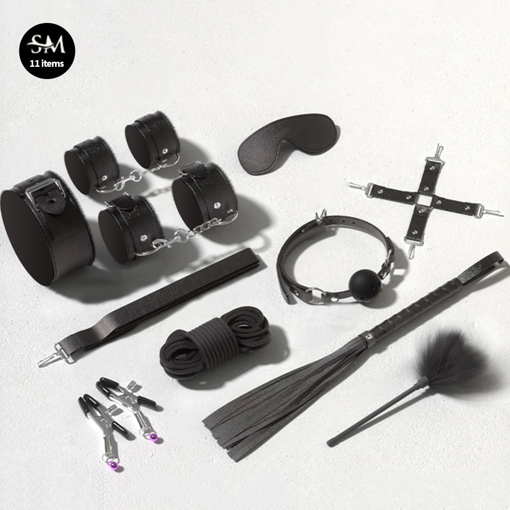 Bdsm Bondage Set Restraint Adult Game Handcuff Neck Collar Wrist Mouth Gag Strap Fetish SM Sex Toys for Woman Couples Product