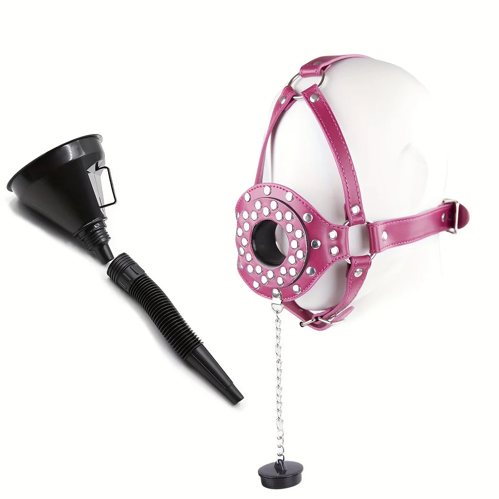 Funnel Mouth Gag Head Harness Slave Bondage Restraints Ball Gag BDSM Adult Flirting Sex Bondage Play Toys for Women and Couples
