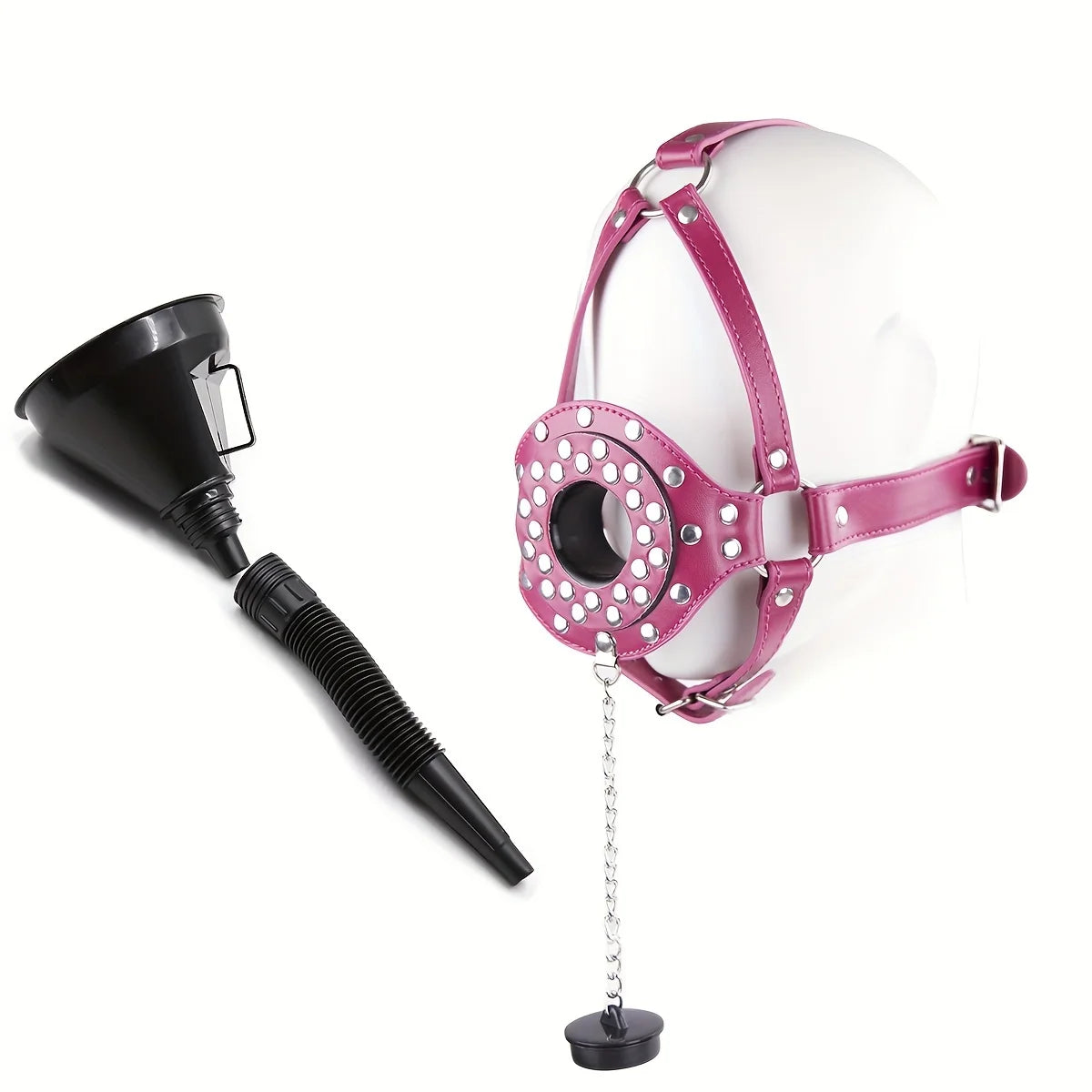 Funnel Mouth Gag Head Harness Slave Bondage Restraints Ball Gag BDSM Adult Flirting Sex Bondage Play Toys for Women and Couples