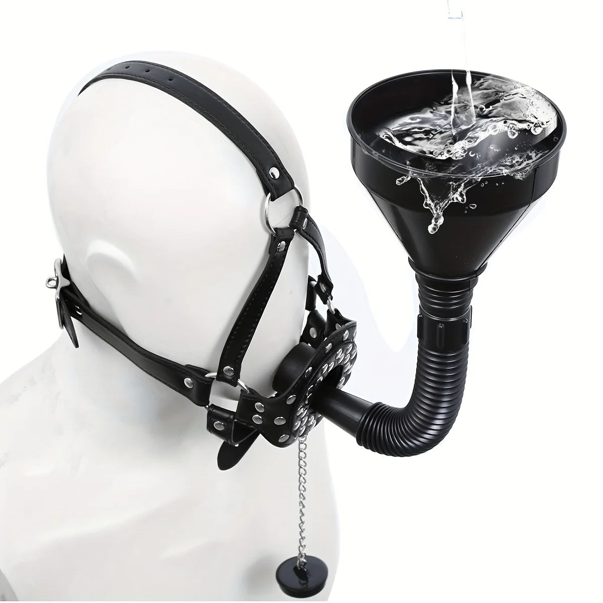 Funnel Mouth Gag Head Harness Slave Bondage Restraints Ball Gag BDSM Adult Flirting Sex Bondage Play Toys for Women and Couples