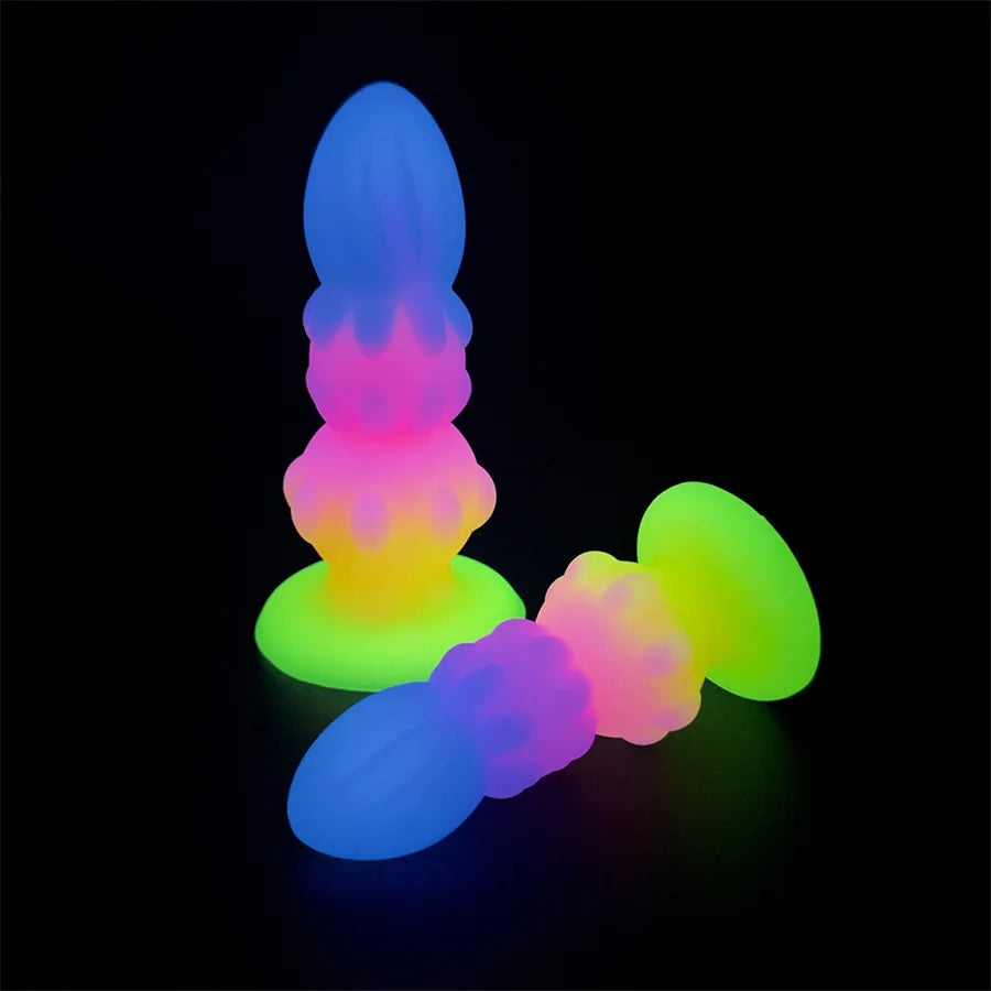 Silicone Anal Plug Soft Anal Beads Butt Plug Dildo Luminous Buttplug Anus Trainer Prostate Massager Adult Sex Toys For Women Men