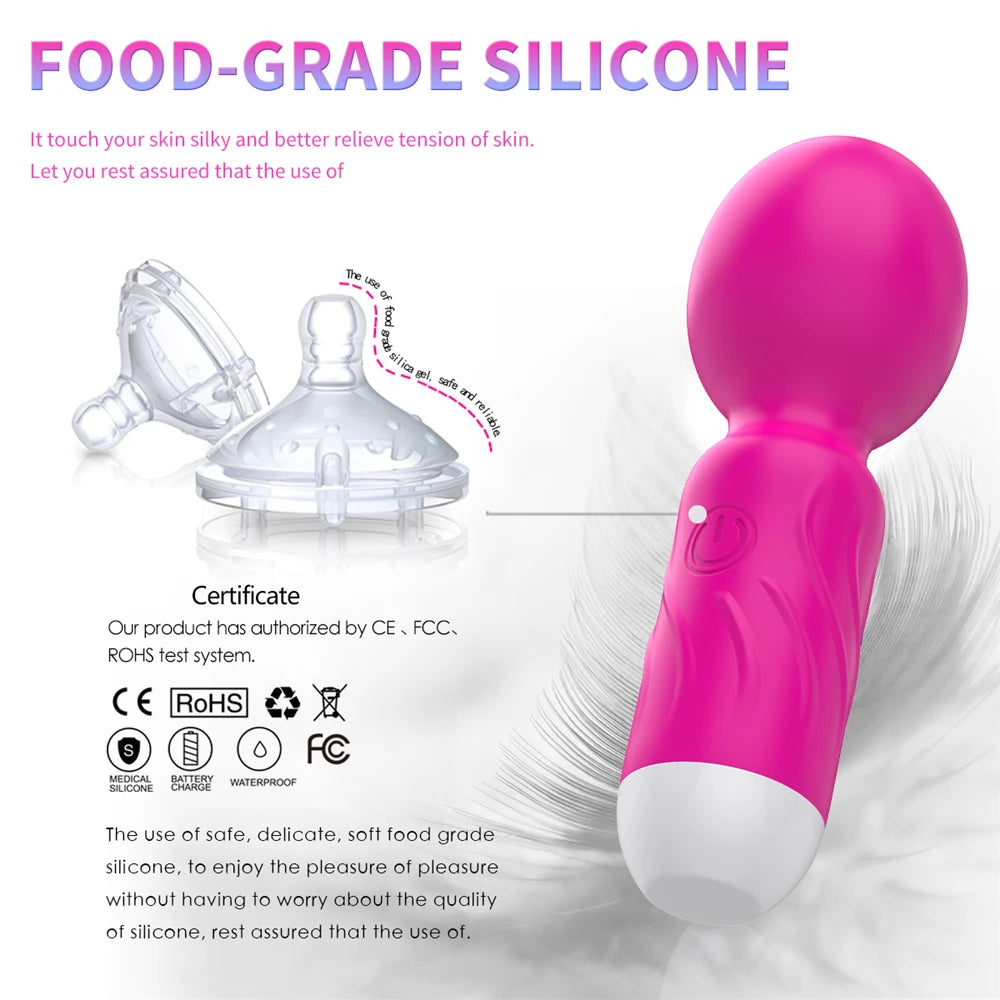Mini AV Vibrator Magic Wand for Women Clitoris Stimulator USB Rechargeable Portable Silicone Massager Female Sex Toys