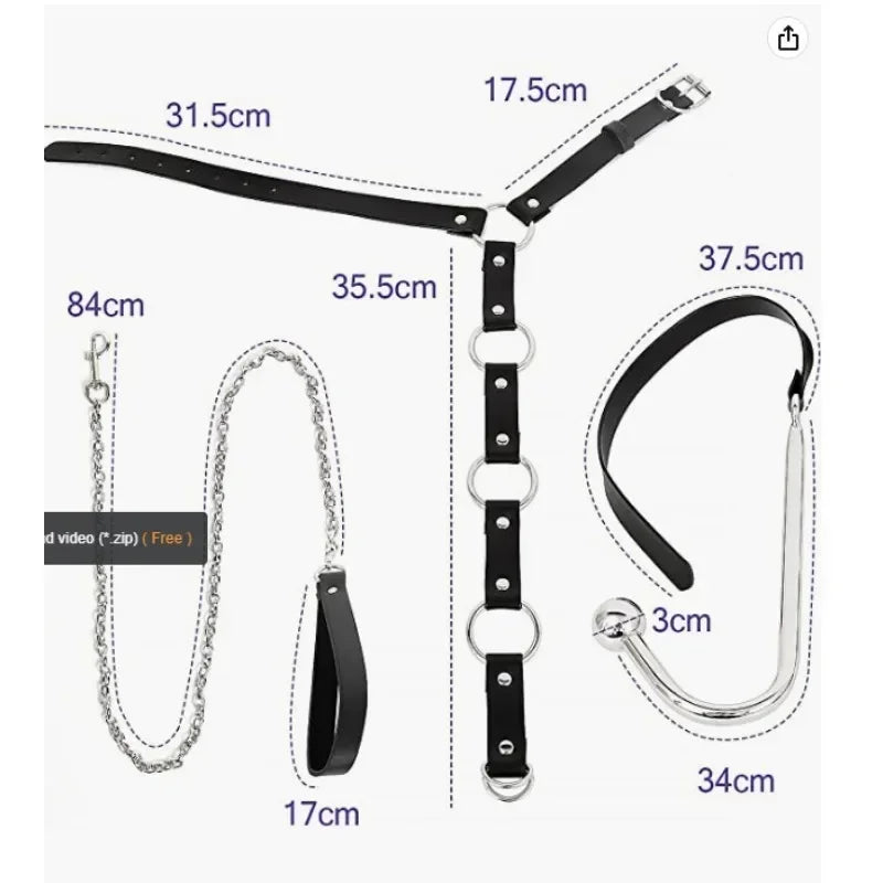 BDSM Sex Neck Collar Bondage Handcuffs Anal Hooks Kits Metal Butt Plug Slave Role Play Sex Toys For Couples Adult Sex Games Shop