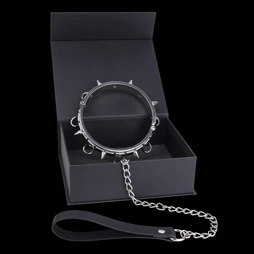 SHAZ Thick Heavy Collar Neck Sleeve Lockable Slave Dog Hentai Stainless Choker BDSM Accessories Adult Game Sex Toy Men Women 18+