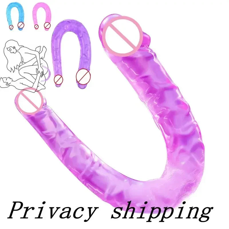 Double-Ended Realistic Dildo for Adults Flexible Jelly Penis Cock with Butt Plug Massager G-Spot Stimulation - Sex Toy for Women