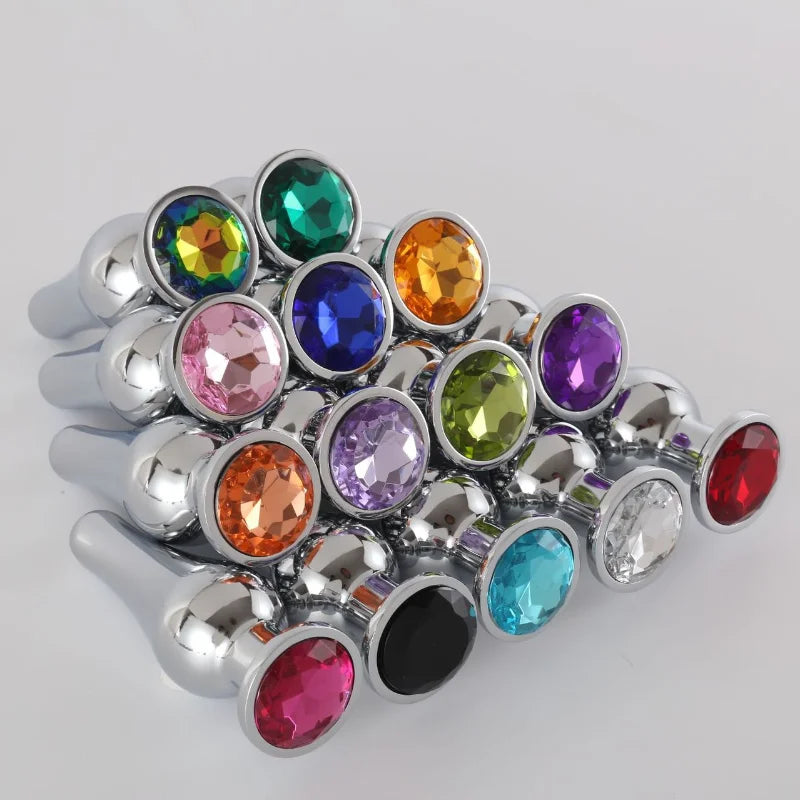 Smooth Stainless Steel Anal Plug Jeweled Butt Plug for Beginner G-spot Massager Sex Toys Dildo for Female Male Anal Beads S/M/L