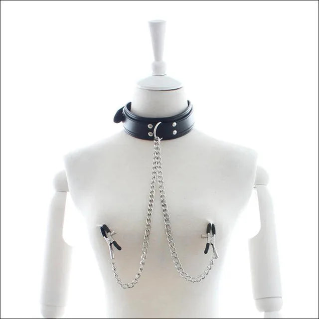 Bdsm Bondage Choker Collar with Nipple Clamp Breast Clip Chain Fetish Slaves Flirt Adult Games Erotic Tools Sex Toys for Couples