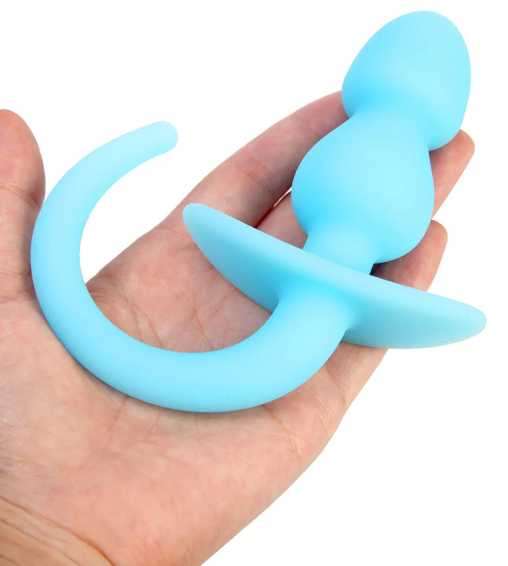Factory Sales Silicone Dog Tail Luminous Anal Plug Puppy Play Anal Accessories G-Spot Prostate Massage Butt Plug Fetish Sex Toys
