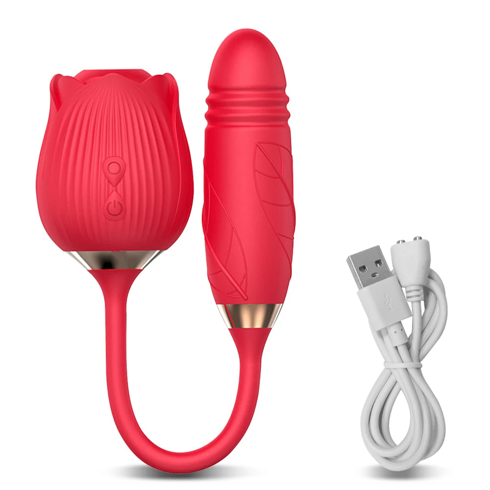 Sexy Adult Female Rose-Sucking Dildo Vibrator for Women Nipple Clit Stimulator Vibrating Penetration Vagina Vibrator Sex Toys 18