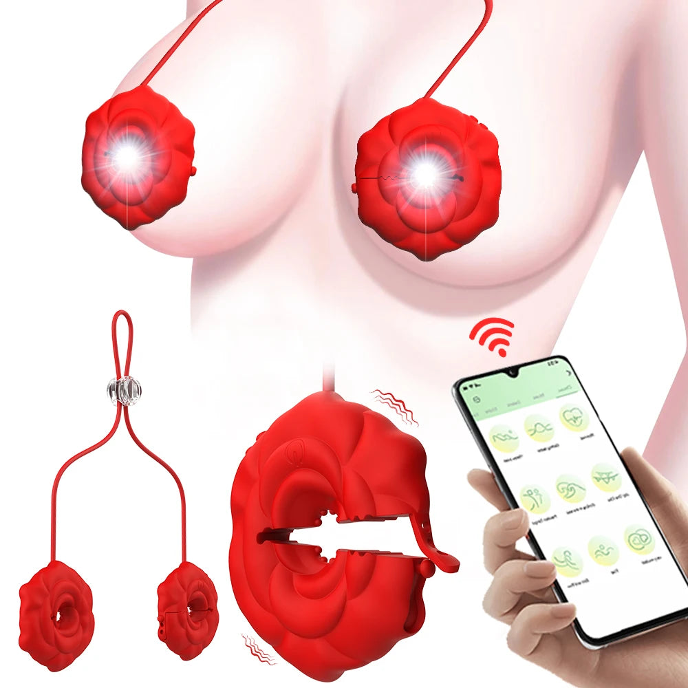 Nipple Clamps Vibrator 9 Vibration App Remote Controlled Breast Stimulator BDSM Games Female Sex Toys for Woman Couples Pleasure
